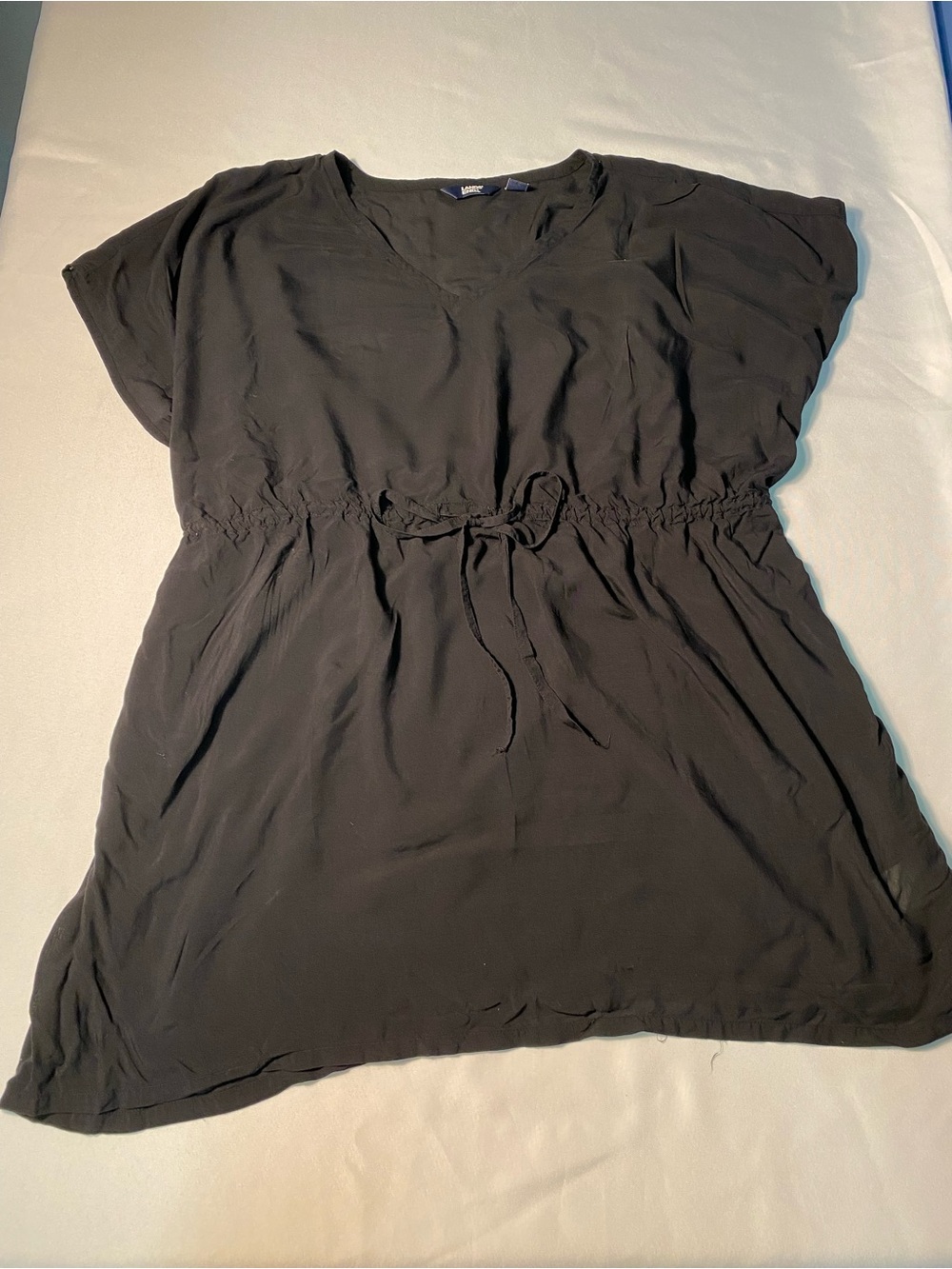 Lands End Black V-Neck Drawstring Waist Women’s Swim Cover